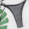 2023 European & American Sexy Rhinestone Strappy Bikini Set - Solid Color Beach Vacation Women's Swimwear