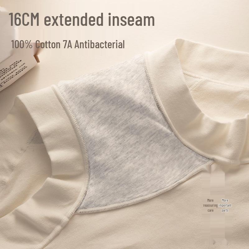 Seamless Pure Cotton Girls' Boxer Briefs with Antibacterial Extended Crotch