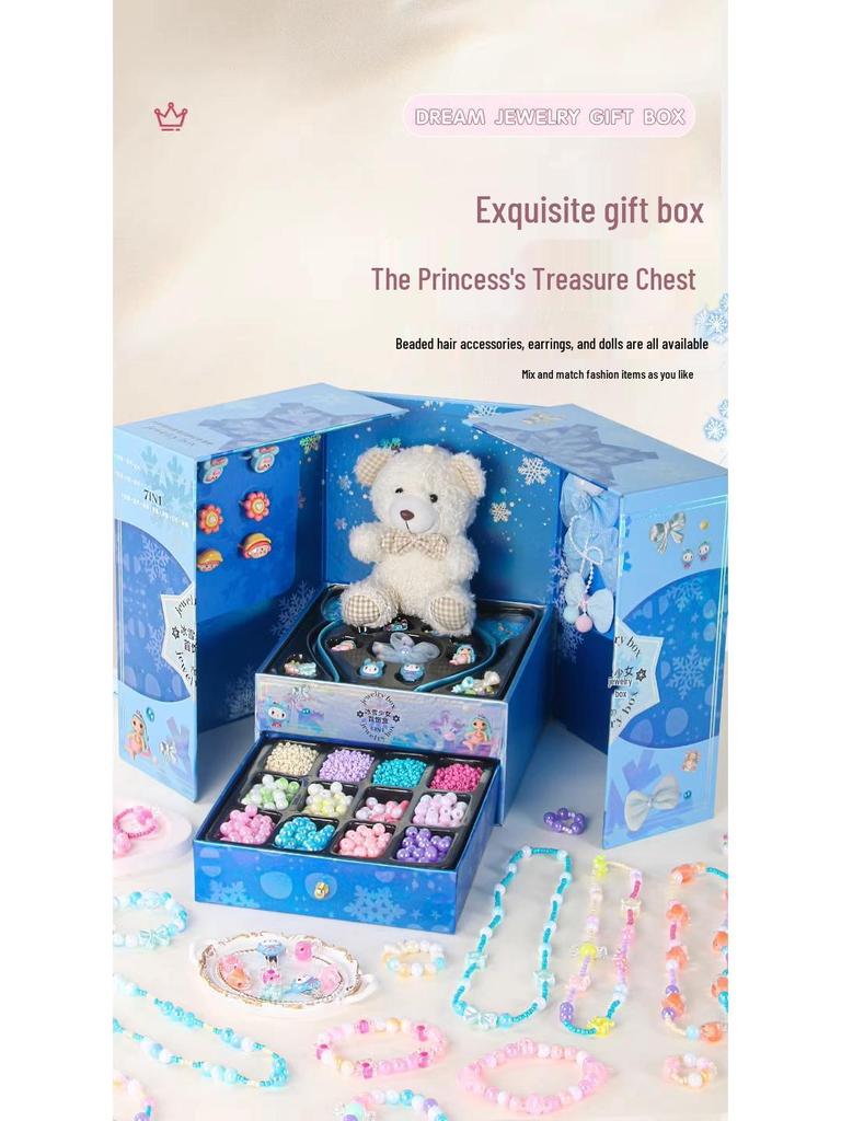 Children's DIY Bracelet Beading Kit – Handmade Material Toys for Girls, Ideal Christmas or 7th Birthday Gift, New Year's Present.