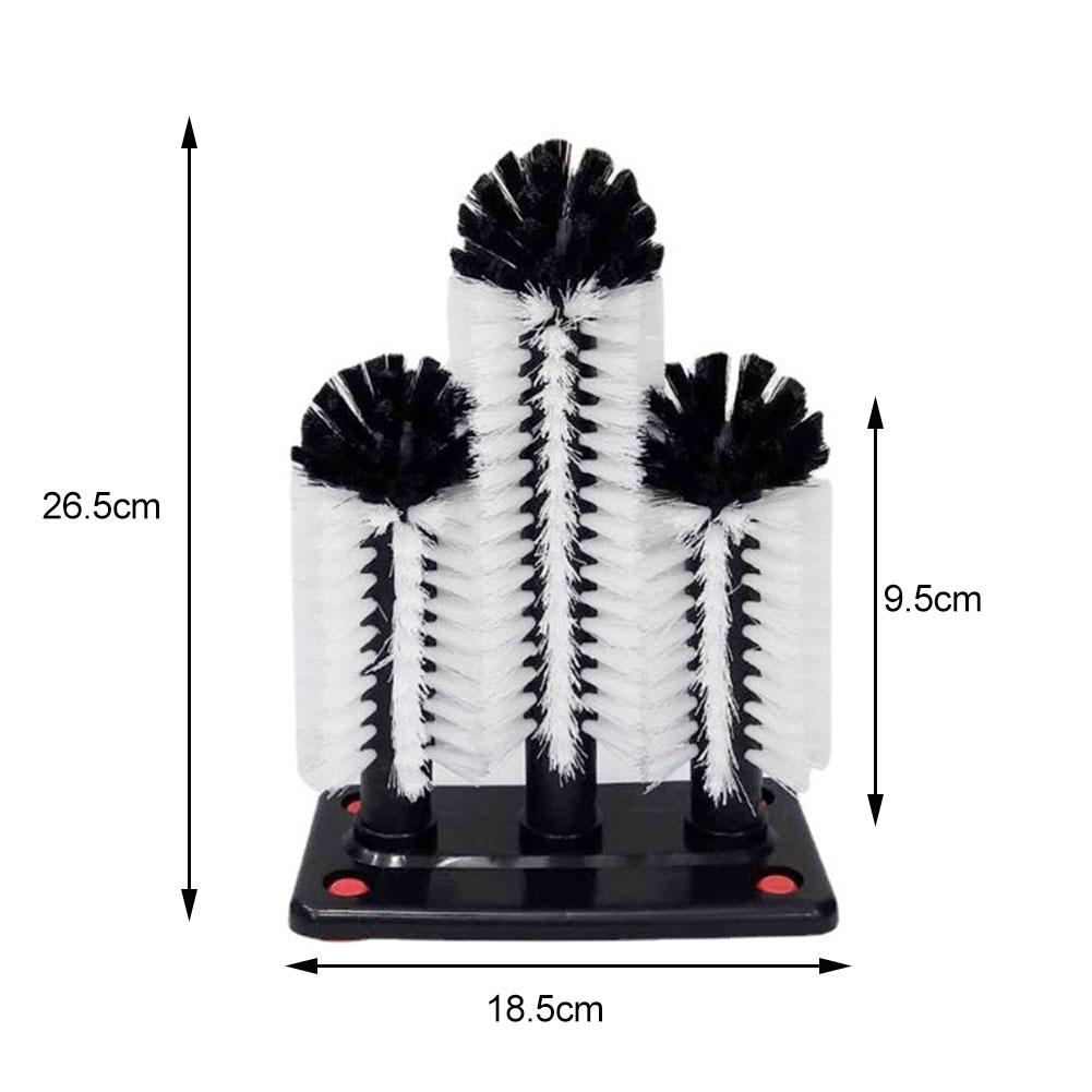 3-Kopf-Borstenbecherbürste Stange zum Schrubben für Spüle