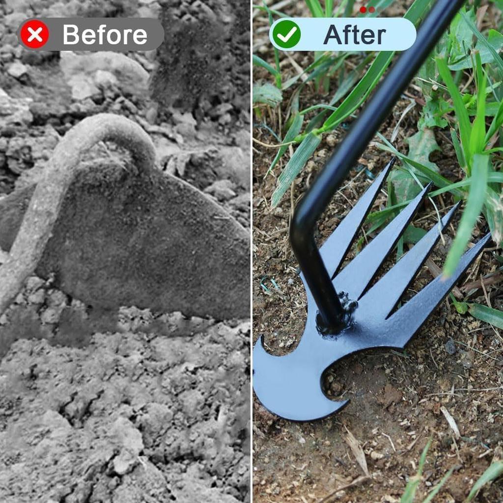 Ergonomic Grass rack Puller Manual Grass Four-Tooth Pulling Rake Gardening Tool For Garden Landscaping Tilling