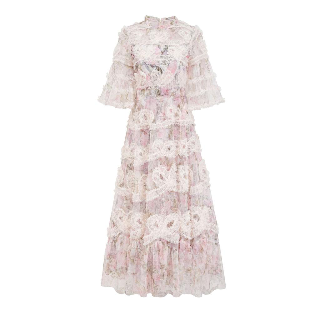 Sweet Temperament Dress Simple Niche Round Neck Short Sleeve Long Skirt Seaside Vacation Dress