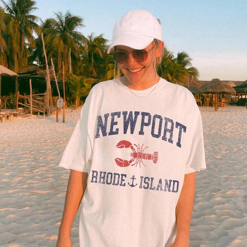 Newport Rhode Island Shirt Coastal Beach Lobster Tee XL