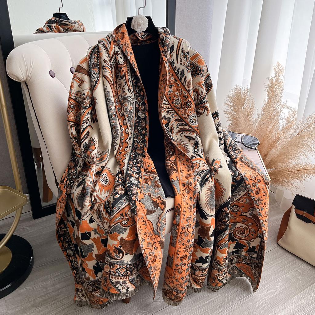 Winter Imitation Cashmere Scarf Women Design Outdoor Warm Pashmina Blanket Scarves Female Shawl Wraps Thick Foulard Bufanda