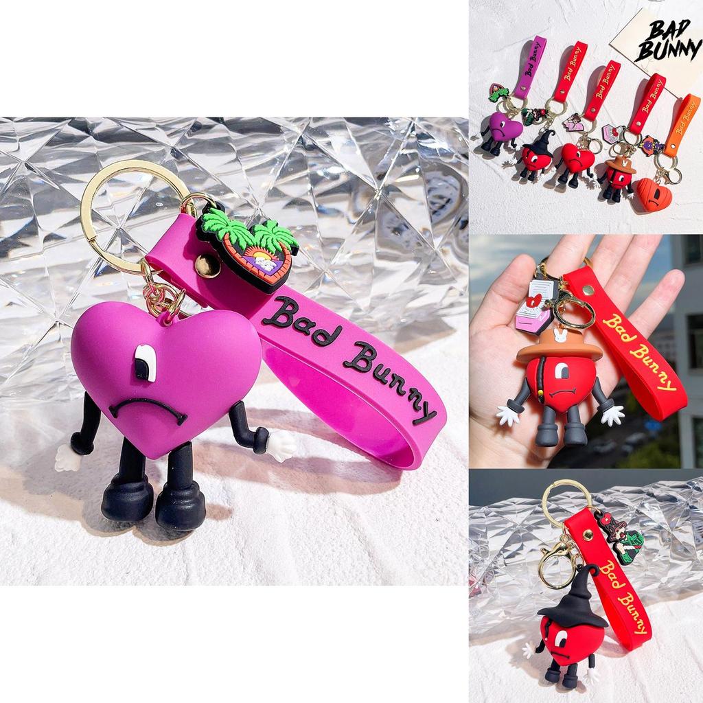 Soft Rubber Alloy Bad Bunny Key Ring Pendant Kids Xmas Decoration Gift
