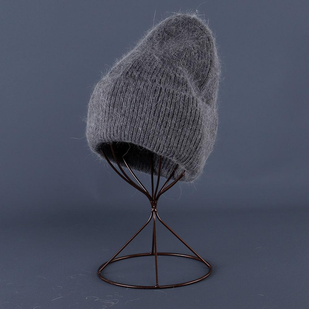 Rabbit Fur Beanies Soft Warm Fluffy Winter Hat for Women Angora Knitted Hat Beanies Female Bonnet warm Woman Knit Cap