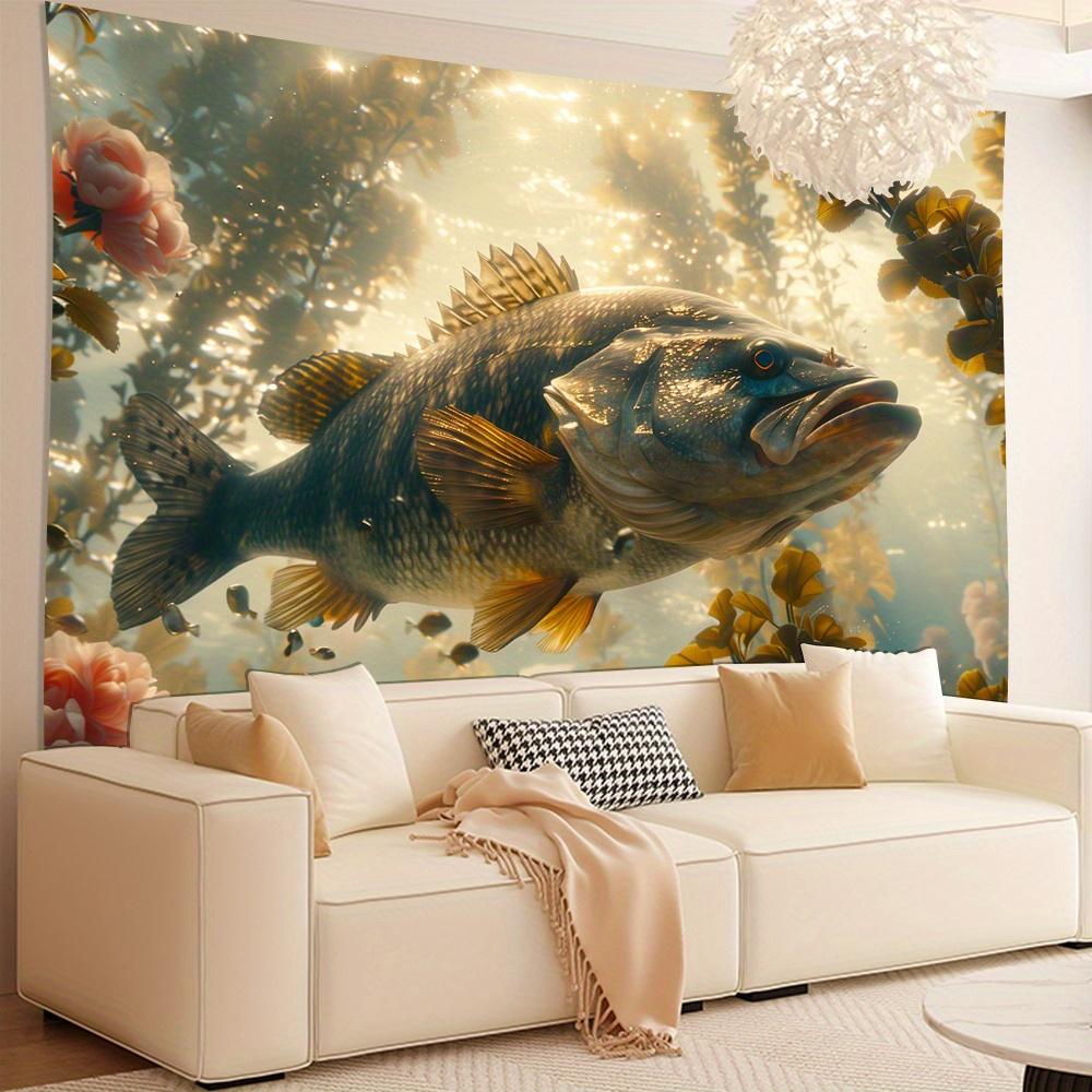 Deep Sea Giant Trout Theme Digital printing polyester wall hanging tapestry decorative Living room bedrooms background gift