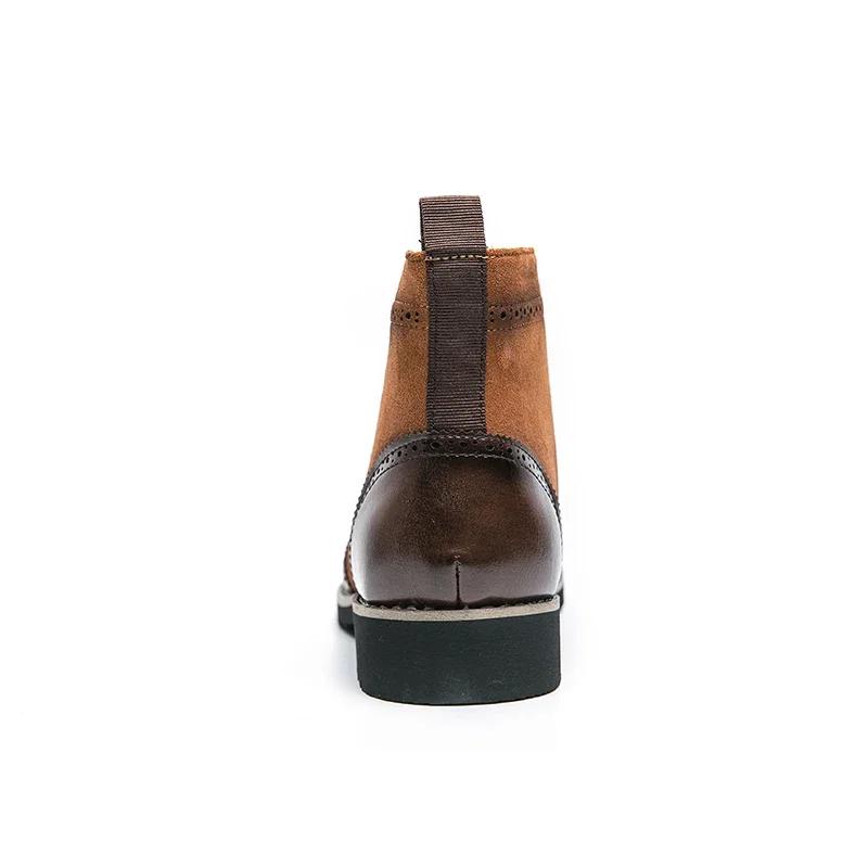 Fashion Patchwork Leather Boots For Man Suede And Split Leather Chelsea Boots Leisure Formal Oxfords Shoes For Winter