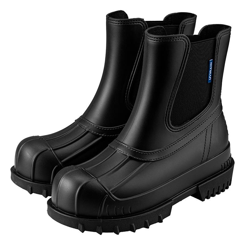 Rubber Boots for Women Fashion Elastic Rain Shoes New Low Rain Boots Chelsea Waterproof Non Slip Thick Soled Rain Boots Woman