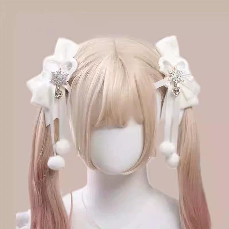 Lolita Cosplay Cat Ears Headband Lace Bow Headwear Sweet Lace Bow Ribbon Headdress For Women Hairpin Vintage Hair Accessories