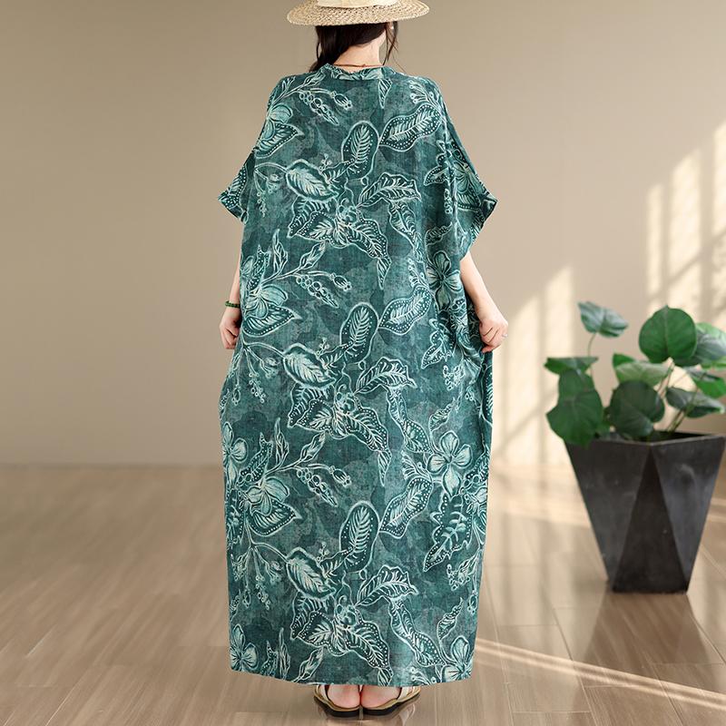 DIMANAF 2026 New Women Plus Size Summer Casual Long Dress Cotton Loose Oversize Maxi Print Floral Beach Sundress