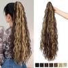 Womens Synthetic Long Wavy Ponytail Extension With Curly Texture Claw Clip Heat-Resistant Fiber Natural Volume