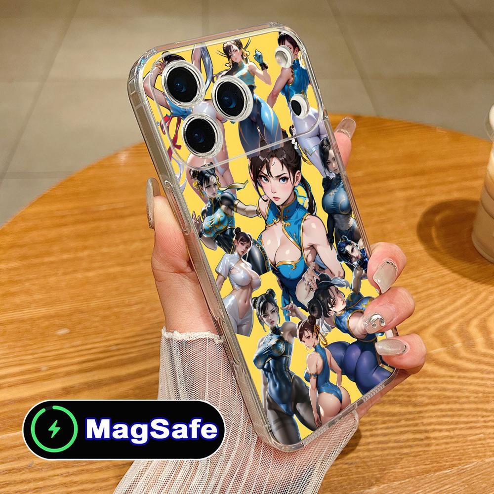 Street Fighter Chunli Phone Case for iPhone 17 16 15 14 13 12 11 Air Pro Max Plus Mini Magsafe Clear Colorful Cover Pretty Cover