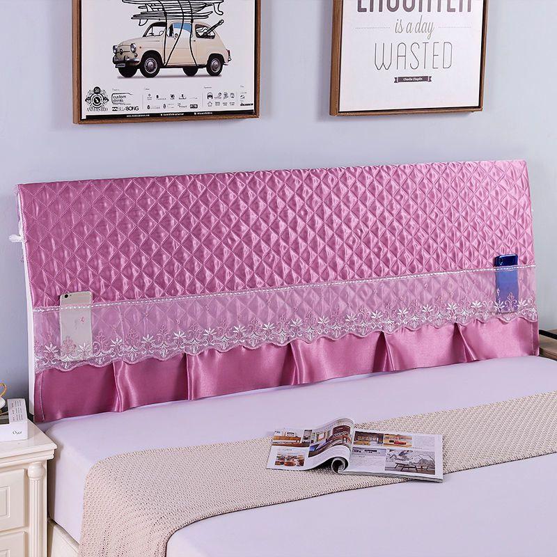 

Stretchy Quilted Bed Head Cover With Lace Storage Wrinkle-resistant And All-inclusive HalfPurple,1.2m