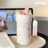 New Water Cup Stainless Steel Straw Thermos Cup Cartoon High Value Student Large Capacity Cup Ins Wind