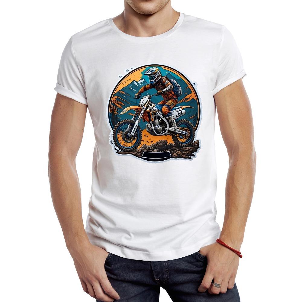 Vintage Dirty Motorcycle Men T Shirt Casual Cool Rider Male Tops Hipster Retro Motocross Printed Tee
