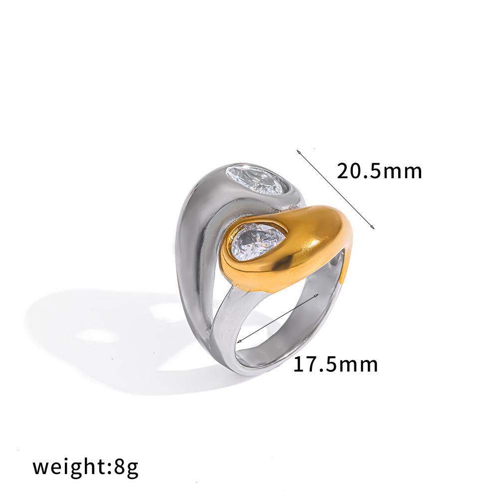 New Fashion Colored Zircon Stainless Steel Ring 18K Gold Plated Stackable Women S Jewelry Party Gift 7&18k gold plated