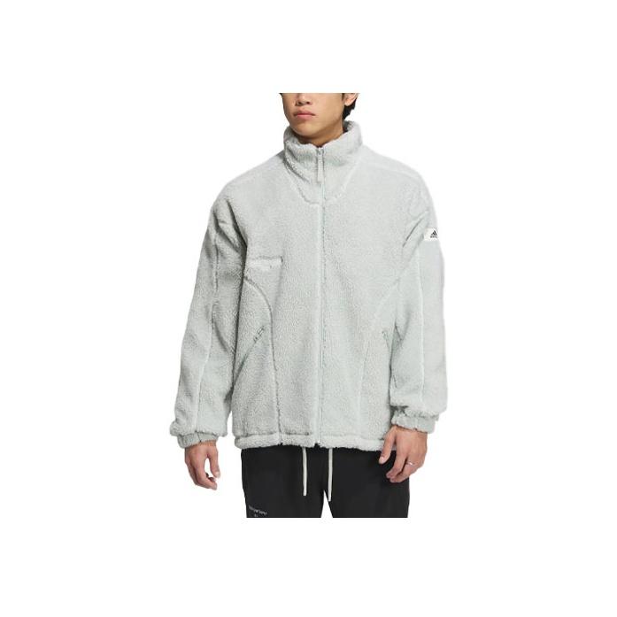 Adidas Sportswear Solid Color Tag Lounge Jacket, Unisex Casual Daily Outerwear, Soft Comfortable Silver Grey Hooded Jacket IQ1367 L