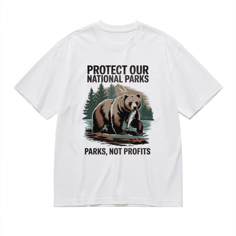 

Men s Trend Comfy Classic T-Shirt National Park Scene with Bear Design Tee 2XL