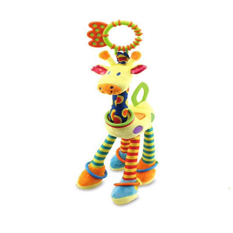 

Soft Giraffe Animal Handbells Rattles Plush Infant Toddler Car Bed Hanging Toy Baby Early Education Development Handle Toys