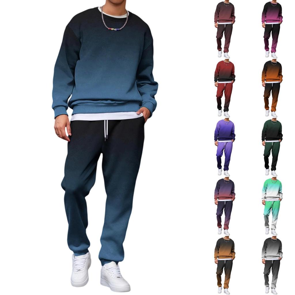 Men's Gradient Print Hoodie and Jogger Pants Set Casual Loose Fit Two Piece Outfit