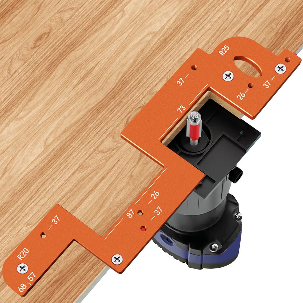 No Handle Slotting Mold Woodworking Invisible Embedded Handle Slotting Template Cabinet Door R20/R25 Arc Angle Cutting Template