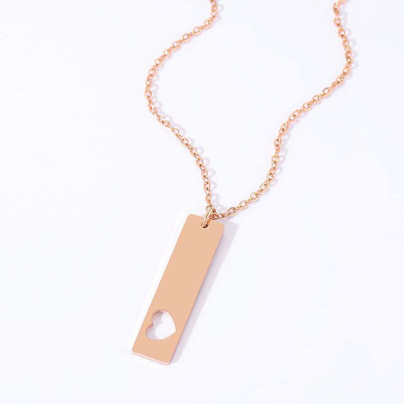 Stainless Steel Hollow Heart Engraved Necklace with UV Color Printing