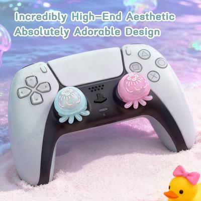 Cute Analog LED Joystick Thumb Grip Caps for PS5/PS4 Controller for Xbox Series X/S & Xbox One & Switch Pro Kawaii Joystick