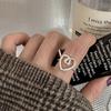 925 Silve Frosted Moon Ring for Women Girl Letter Versatile Irregular Jewelry Gift