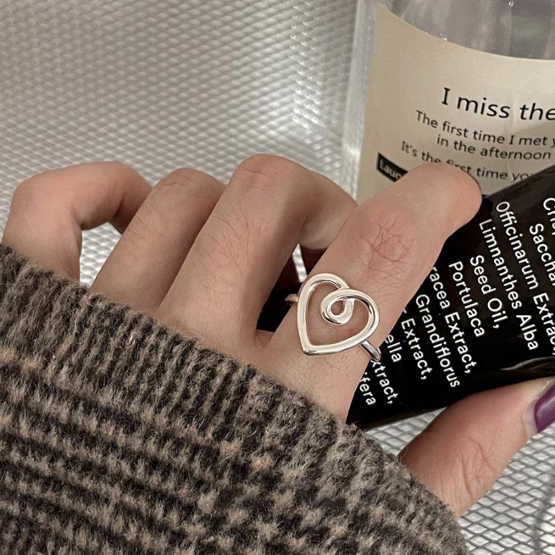 925 Silve Frosted Moon Ring for Women Girl Letter Versatile Irregular Jewelry Gift