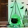 Bubbling Cauldron Set Large Witches Cauldron with String Light Black Plastic Bowl Candy Bucket Halloween Outdoor Indoor Decoration