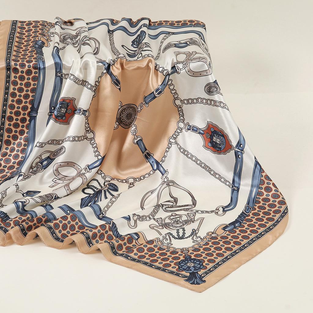 90*90Cm Women Square Silk Scarf Luxury Large Shawl Neckerchief Print Headband Female Foulard Bandana Wraps Hijab Scarves