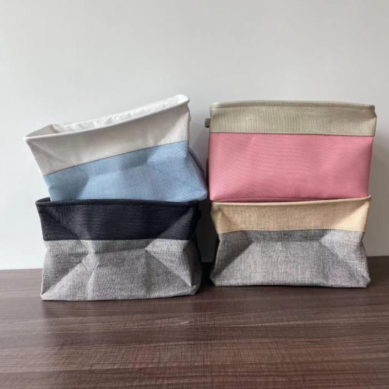 Leather handle Storage Basket Foldable Storage Box for Home Use Clothes, Books, Desktop, Living Room, Organizing Boxes & Bins