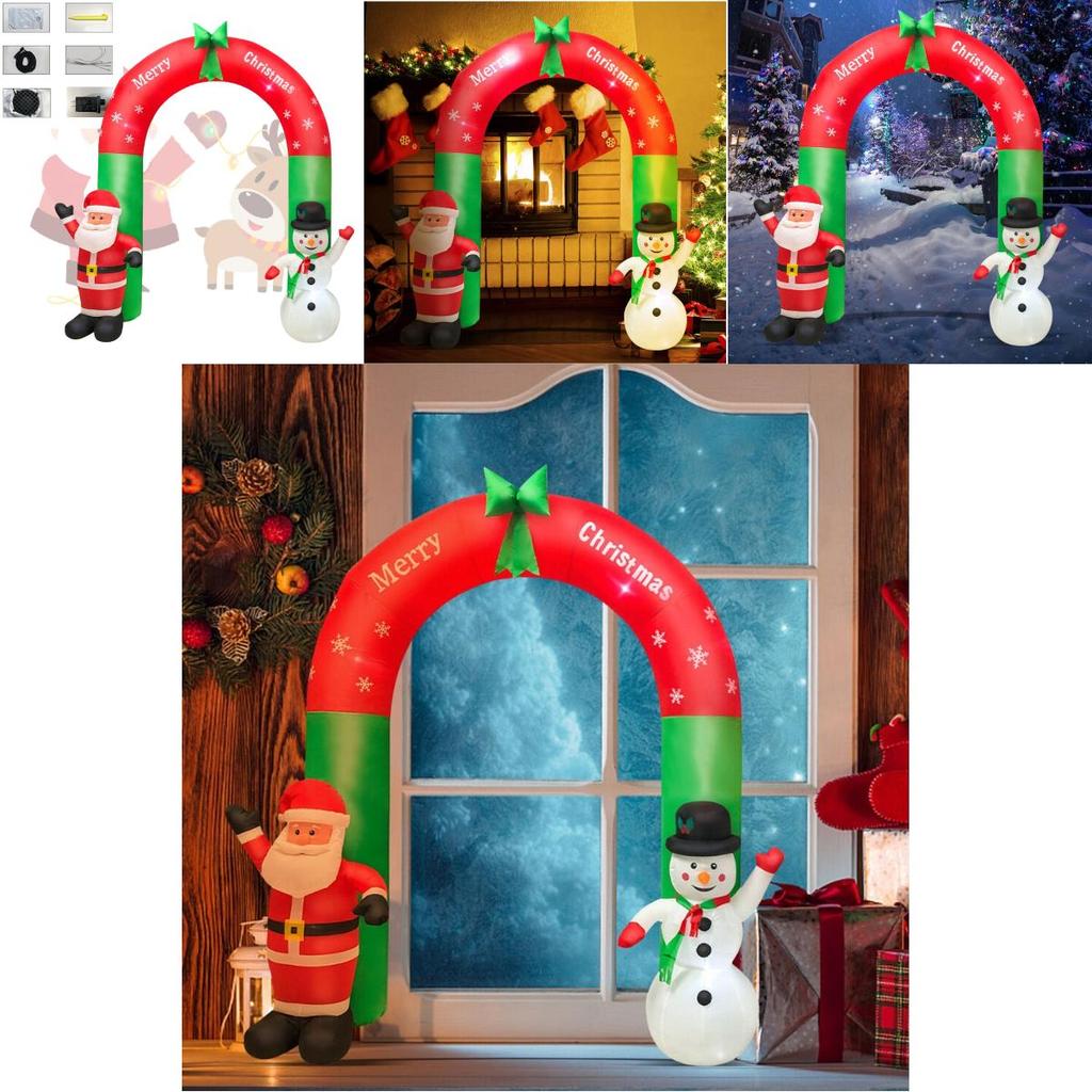 Festive Inflatable Christmas Decoration Glowing Santa Claus Snowman Gingerbread Man Yard Ornament