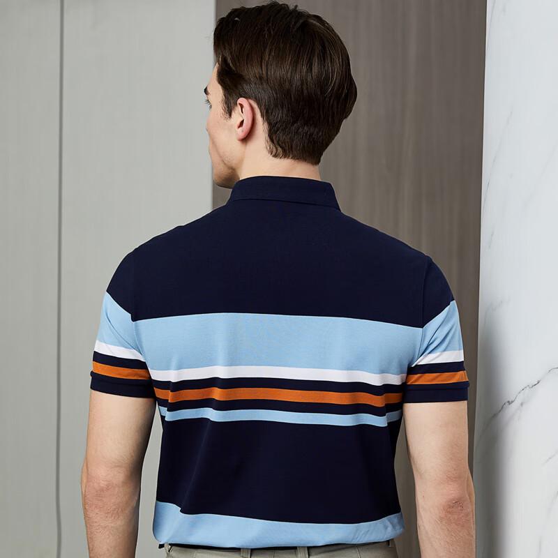 Young River Men's Striped Business Casual Polo Shirt