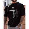 European Size Men's Christian Faith Graphic T-Shirt - The Way The Truth The Life Cross Design, Breathable Regular Fit Short Sleeve Tee