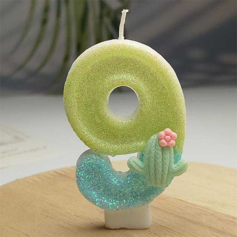 Creative Design Cactus Digital Candle Birthday Candle Party Festive Cake Decoration Atmosphere Props