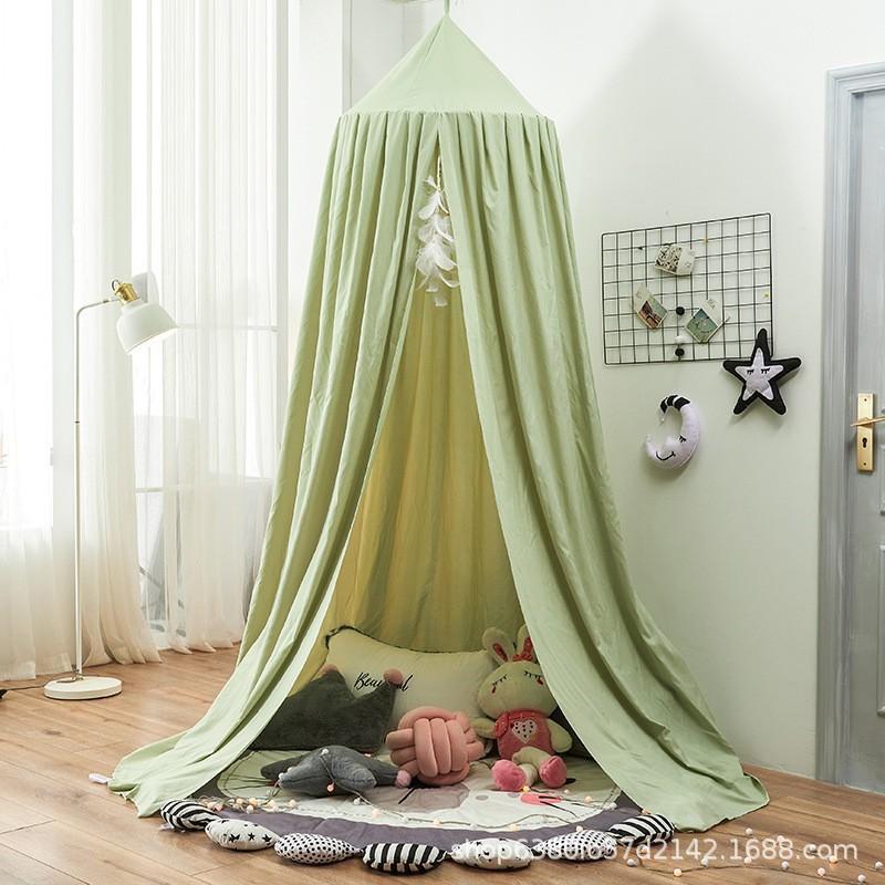 Kids Bed Canopy Tent With Mosquito Net Windproof Light-Blocking Dome Style No-Drill Installation Nursery