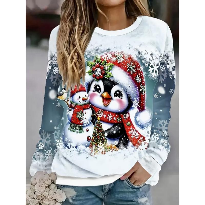 Christmas Women's Pullover Sweatshirt Hoodies Graphic Snowman Fashion Casual Long Sleeve Crew Neck Round Neck Regular Tops Street Dailywear