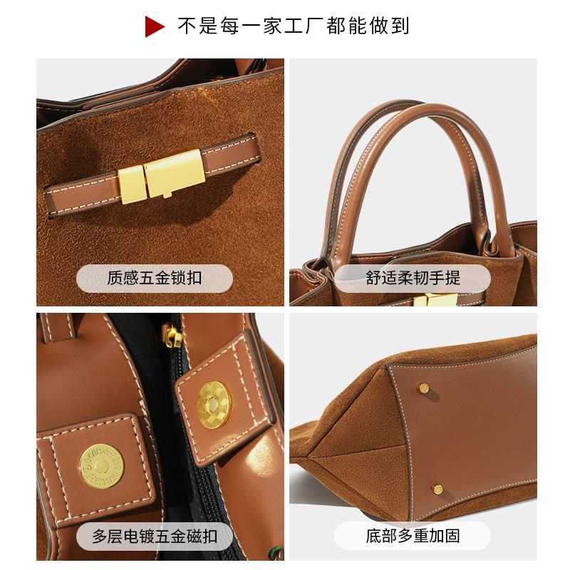 Dumpling Matte Suede Cowhide Commuter Premium Tote Bag Genuine Leather Messenger Large Capacity New Women's Handbag