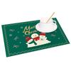 4pc/set 2025 Christmas Placemats Snowman Santa Pinecone Green Theme Holiday for Xmas Decor Linen Washable Christmas Tableware