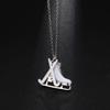 My Shape Colorful Rhinestone Ice Skate Shoes Pendant Necklace Hockey Charm Chains For Women Sports Fan Birthday Jewelry Gift