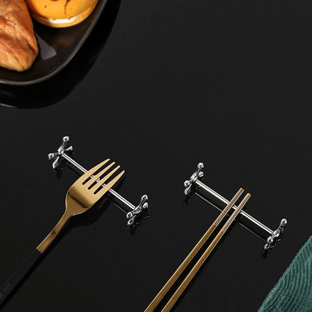 1Pcs Metal Chopstick Holder Stainless Steel Tableware Stand  Art Craft Table Decoration