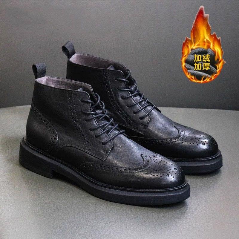 Short boots men's 2026 autumn and winter new high top shoes mid top short boots Chelsea boots men's