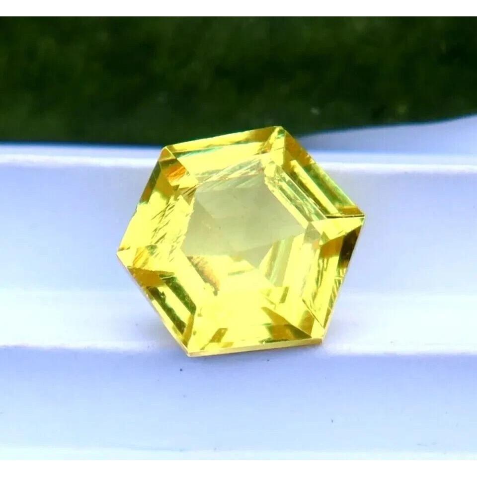 Natural Yellow Sapphire Fancy Hexagon Cut 12 Ct Fabulous Certified Gemstone