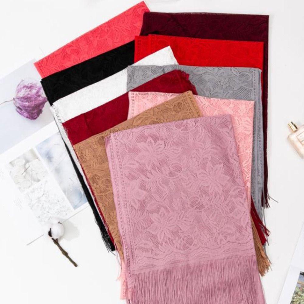 Breathable Silk Scarf Anti-UV Pashmina Summer Tassel Shawls  Women