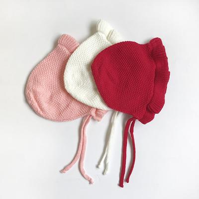 Tutto carino moda elegante plissettato pizzo cappello per neonati caldo inverno bambino battesimo cappello morbido cotone neonata tinta unita morbido cappello
