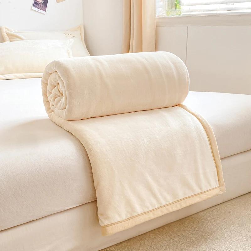 Beige Plush Fuzzy Fleece Throw Blanket Washed Soft Breathable Fluffy Warm Blankets for Couch Bed Living Room Use Home Decoration