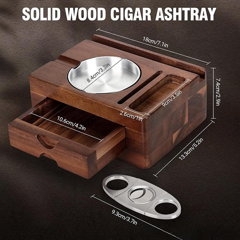 American Style Wooden Cigar Ashtray Solid Wood Drawer Style Cigar Ashtray Portable Car Ashtray Cigar Cutter