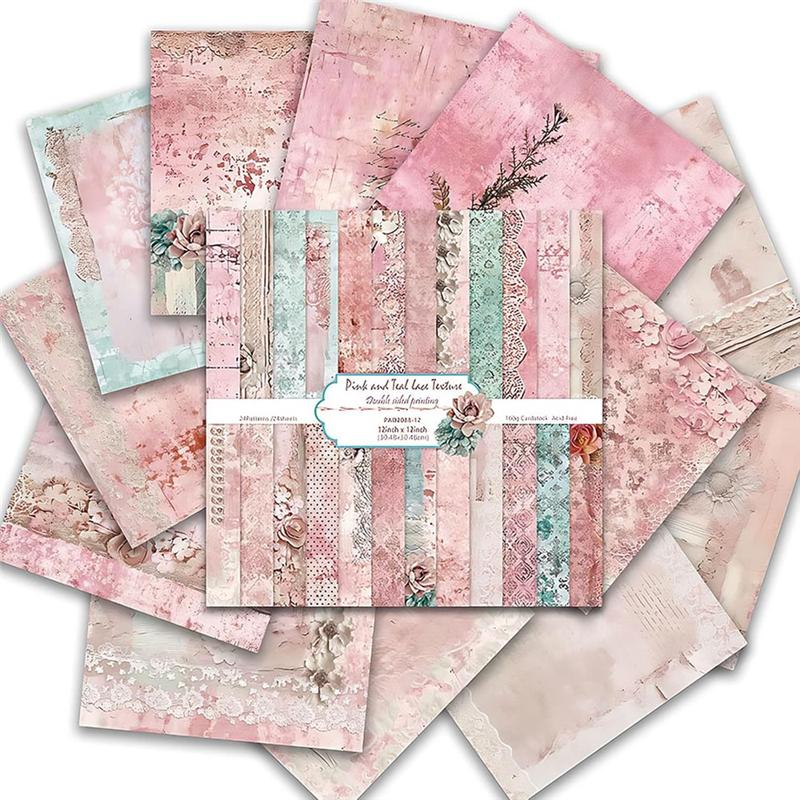 Craft Scrapbook Paper 12X12 Inch,24 Sheets Decorative Double Sided Printing DIY Origami Photo Album